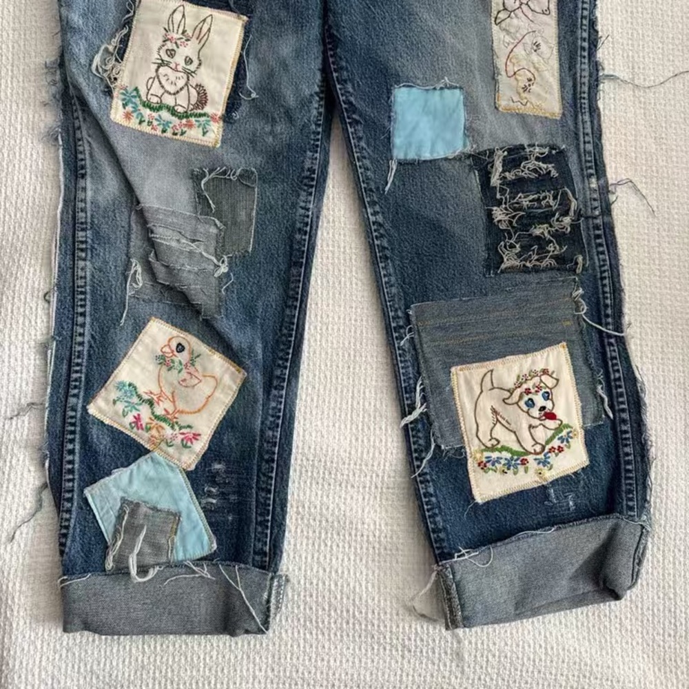 Patchwork Blue Jeans - image 3